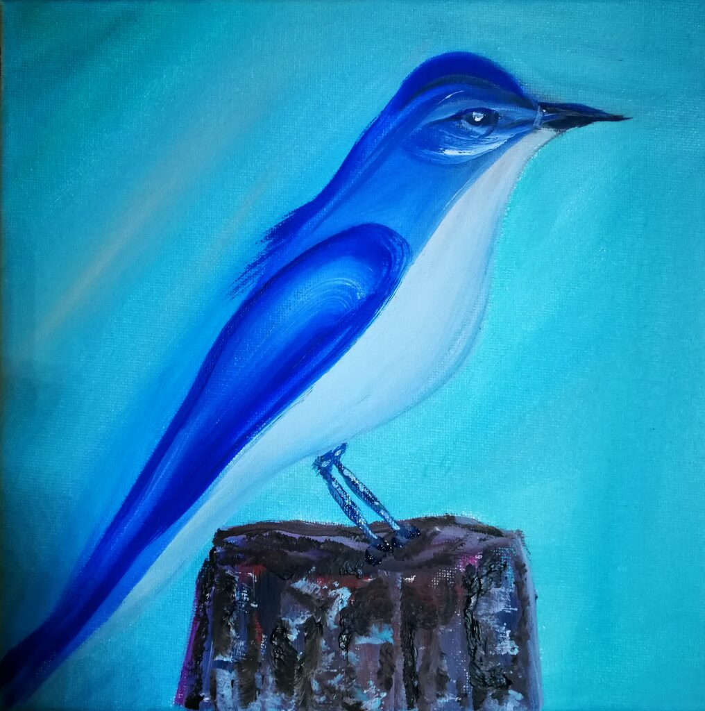 Bluebird Elisabeth Six painting oil on canvas 